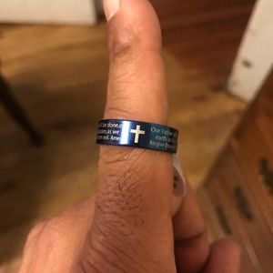 Stainless steel blue ring gods bible prayer $25 each